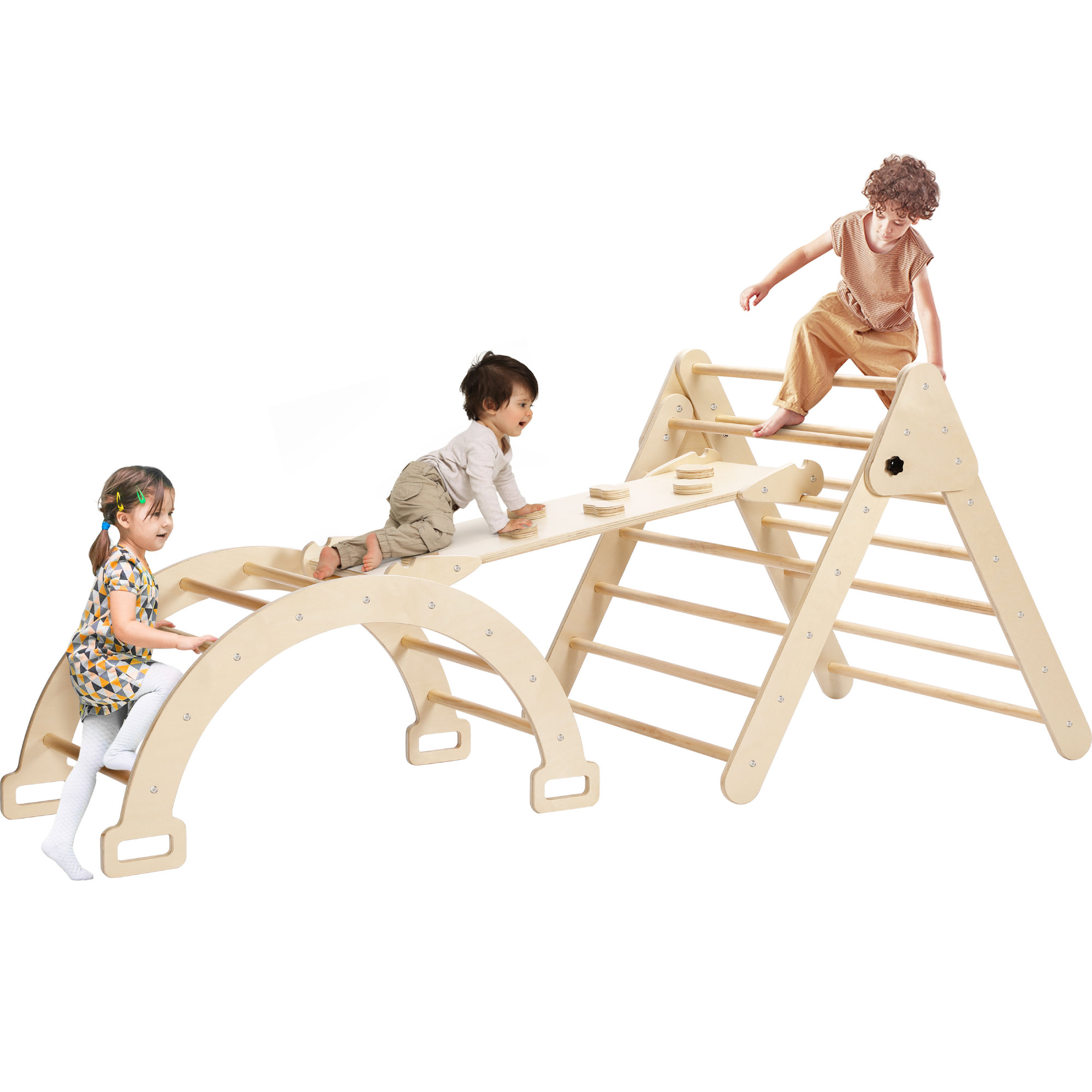 Angel Queen 109"W Multi Use Wood Climber Climbing Toys Triangle Set